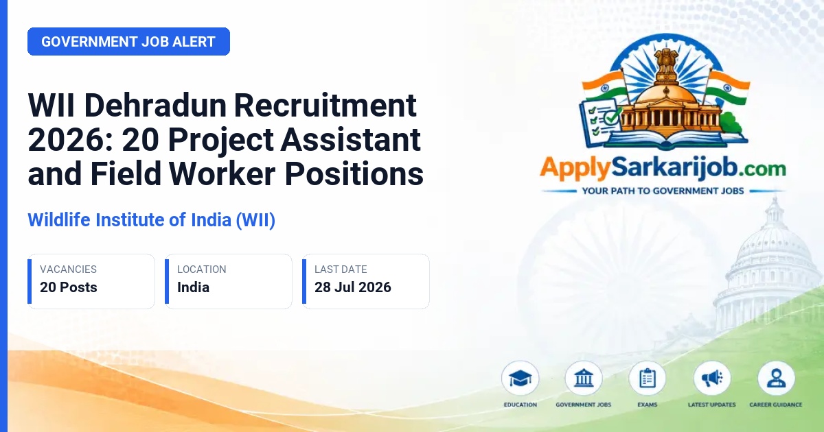 Wildlife Institute of India (WII) - Project Assistant, Field Worker, and Project Associate Official Notification Poster & Schedule