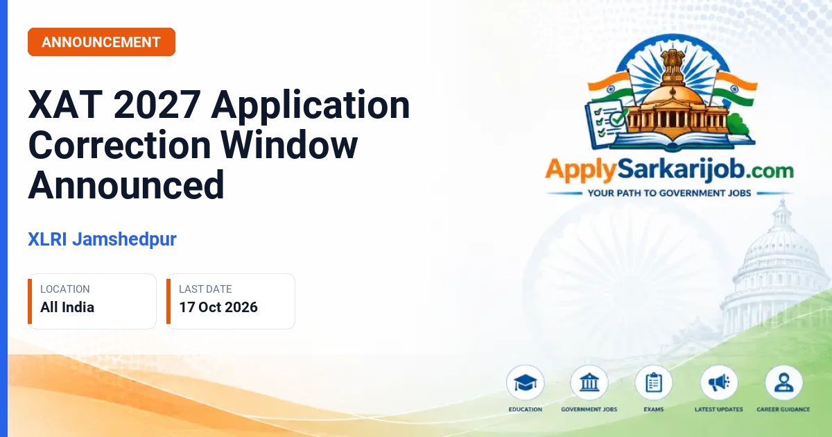 XLRI Jamshedpur - XAT 2027 Application Correction Official Notification Poster & Schedule