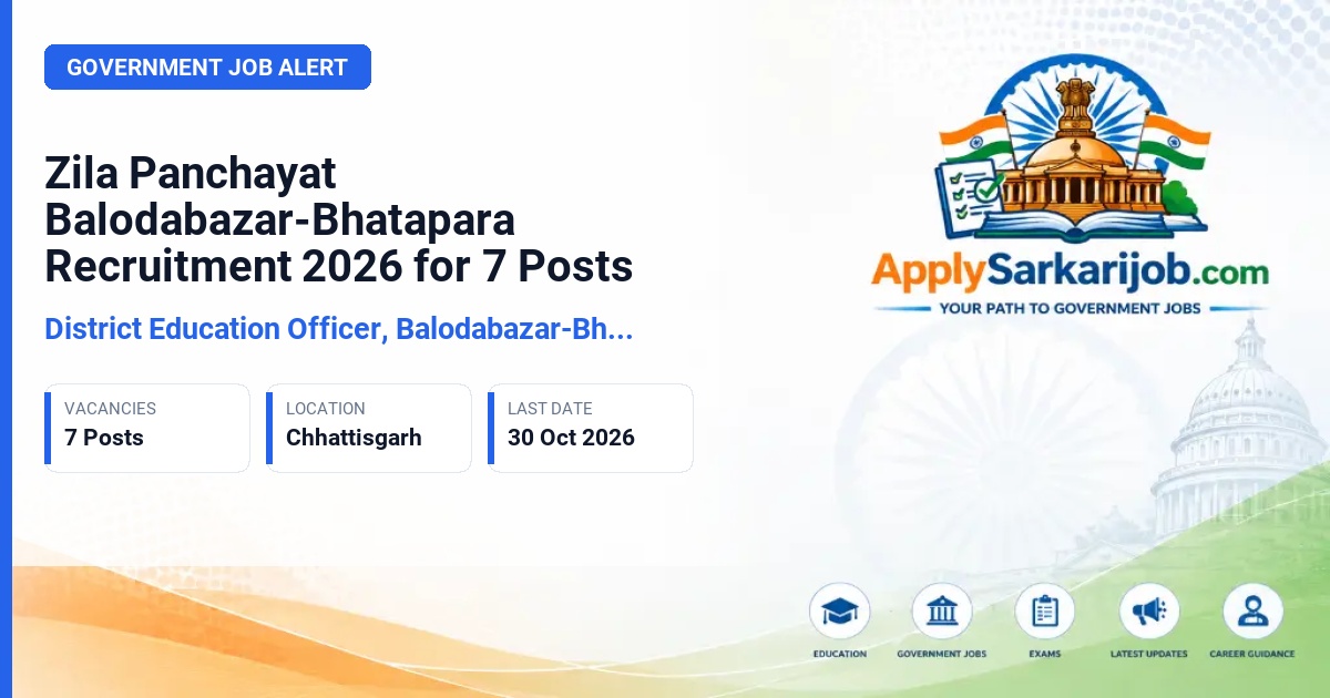 District Education Officer, Balodabazar-Bhatapara - Assistant Programmer, Programme Officer, Computer Programmer, and Accountant Official Notification Poster & Schedule