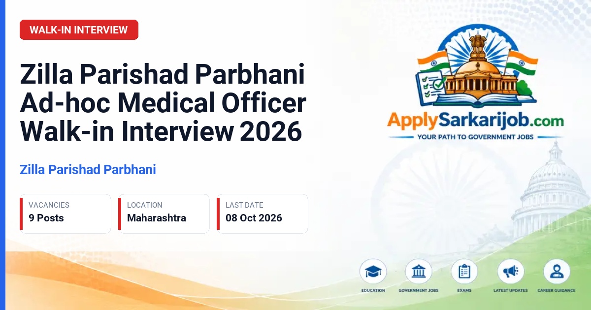 Zilla Parishad Parbhani - Ad-hoc Medical Officer Official Notification Poster & Schedule