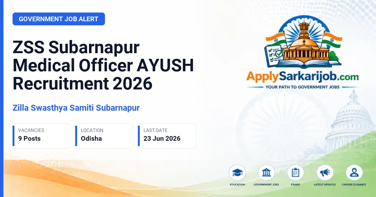Zilla Swasthya Samiti Subarnapur - Medical Officer - AYUSH Official Notification Poster & Schedule