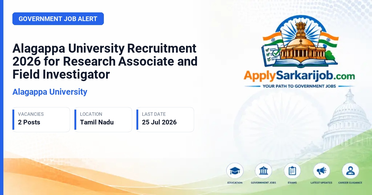 Alagappa University - Research Associate and Field Investigator Official Notification Poster & Schedule