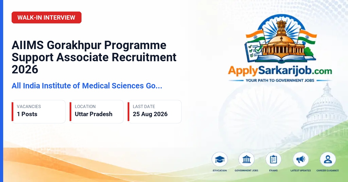 All India Institute of Medical Sciences Gorakhpur - Programme Support Associate Official Notification Poster & Schedule