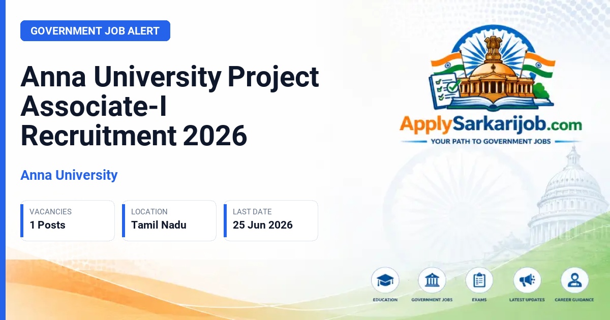 Anna University - Project Associate-I Official Notification Poster & Schedule