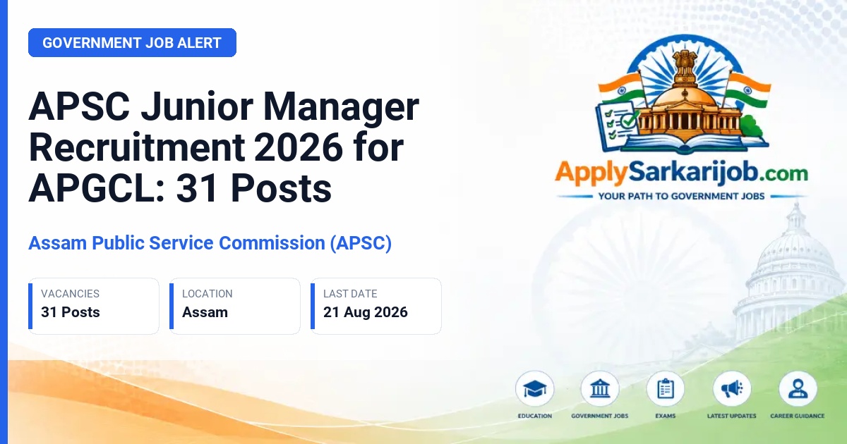 Assam Public Service Commission (APSC) - Junior Manager Official Notification Poster & Schedule