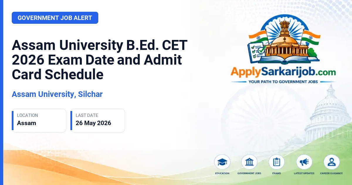 Assam University, Silchar - Bachelor of Education (B.Ed.) Official Notification Poster & Schedule