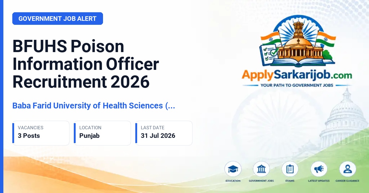 Baba Farid University of Health Sciences (BFUHS) - Poison Information Officer (Allied) Official Notification Poster & Schedule