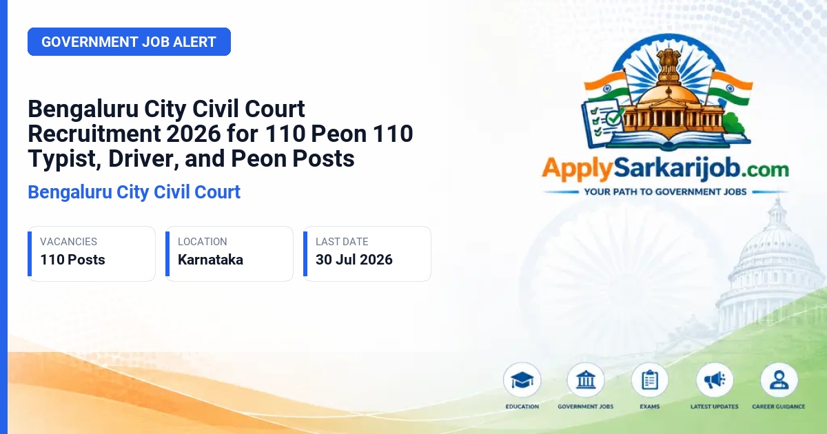 Bengaluru City Civil Court - Typist, Driver, Peon, Process Server Official Notification Poster & Schedule