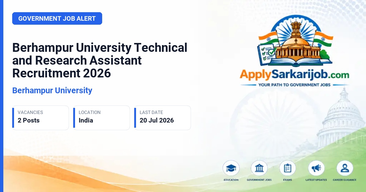 Berhampur University - Technical/Research Assistant Official Notification Poster & Schedule