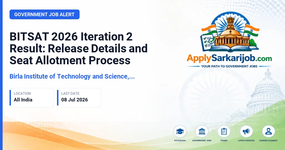 Birla Institute of Technology and Science, Pilani (BITS Pilani) - BITSAT 2026 Iteration 2 Result: Release Details and Seat Allotment Process Official Notification Poster & Schedule