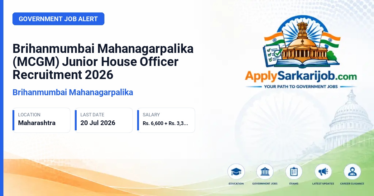 Brihanmumbai Mahanagarpalika - Junior House Officer Official Notification Poster & Schedule