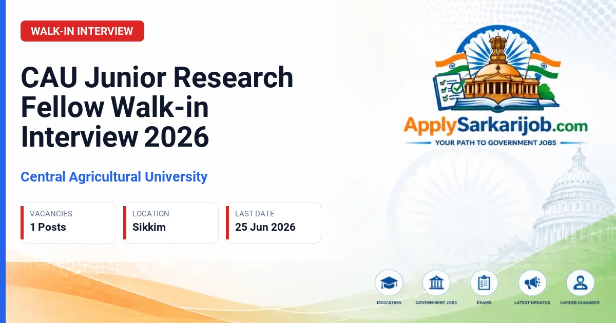 Central Agricultural University - Junior Research Fellow Official Notification Poster & Schedule