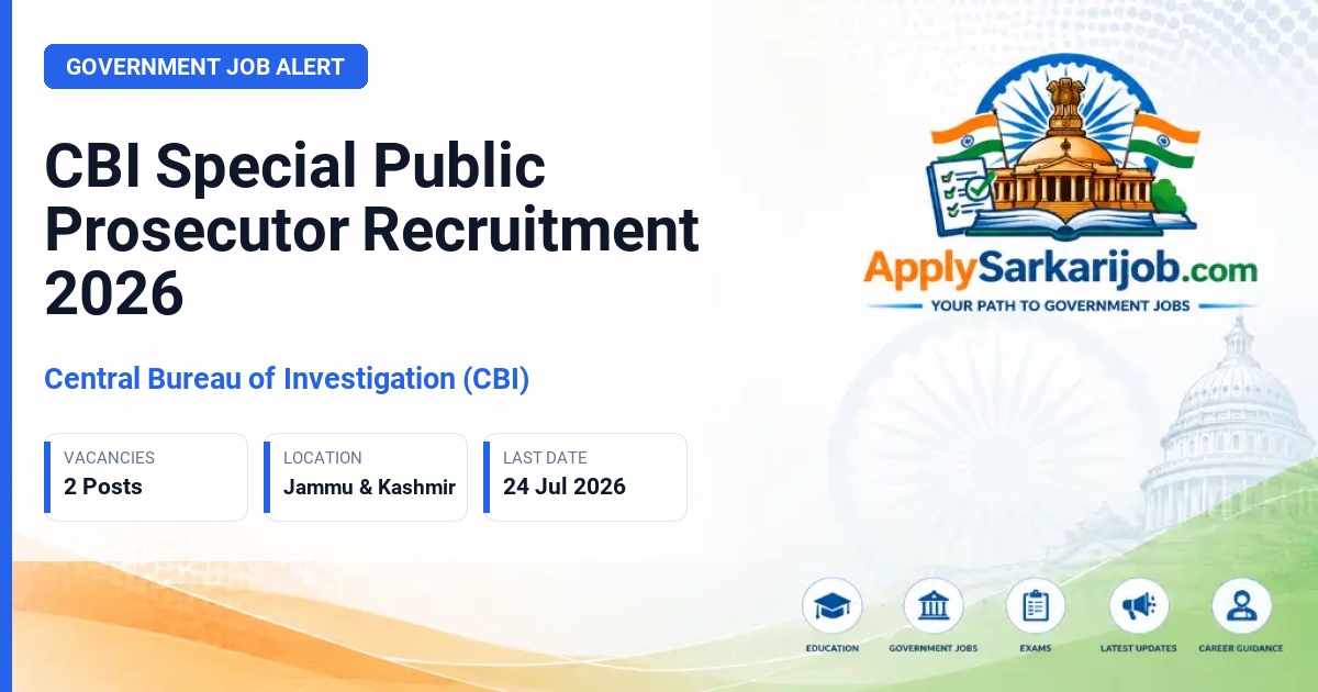 Central Bureau of Investigation (CBI) - Special Public Prosecutor (Retainer Counsel) Official Notification Poster & Schedule