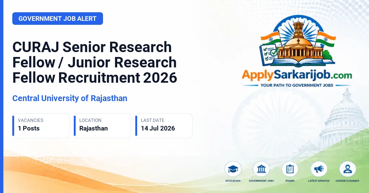Central University of Rajasthan - Senior Research Fellow (SRF)/Junior Research Fellow (JRF) Official Notification Poster & Schedule