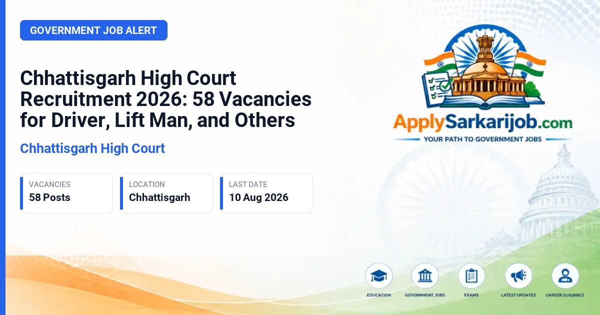 Chhattisgarh High Court - Staff Car Driver, Lift Man, Contingency Fund Employee Official Notification Poster & Schedule
