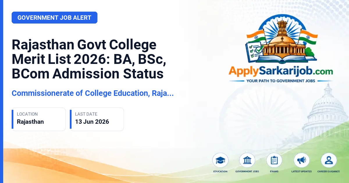 Commissionerate of College Education, Rajasthan - UG Admission (BA, BSc, BCom) Official Notification Poster & Schedule