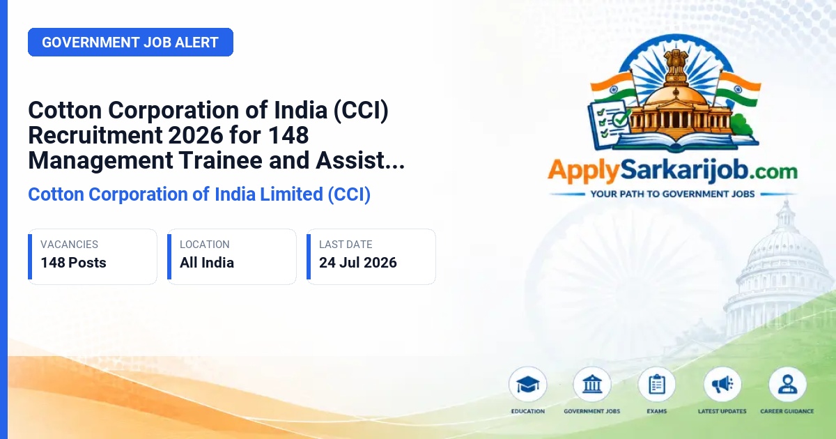 Cotton Corporation of India Limited (CCI) - Management Trainee, Junior Assistant, and Assistant Manager Official Notification Poster & Schedule