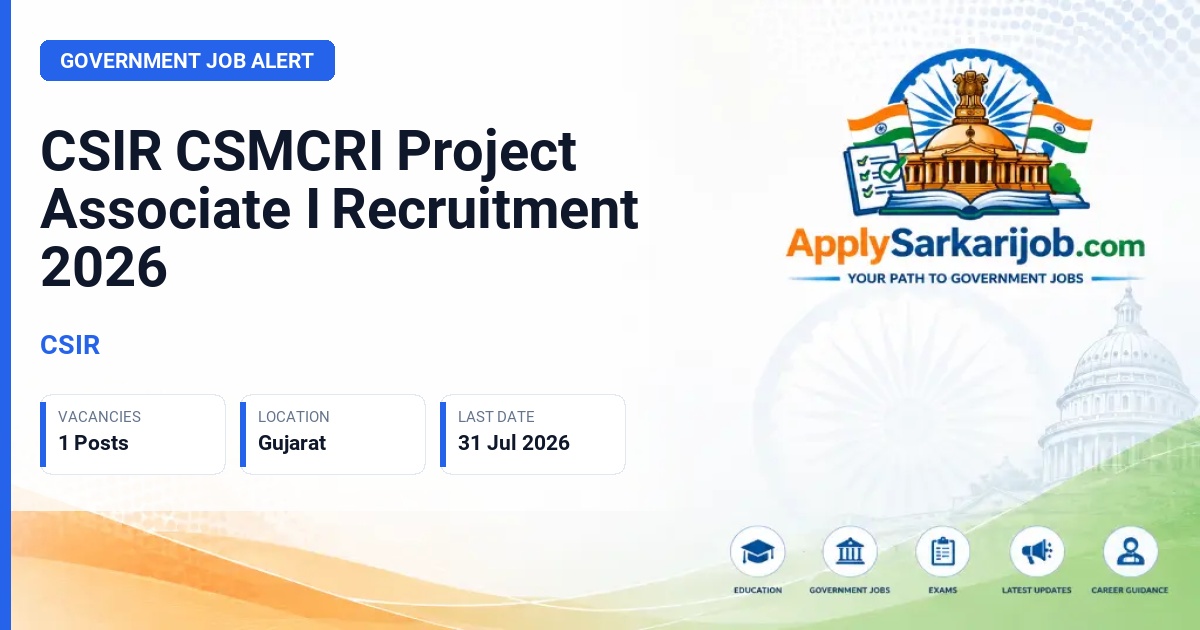 CSIR - Project Associate I Official Notification Poster & Schedule