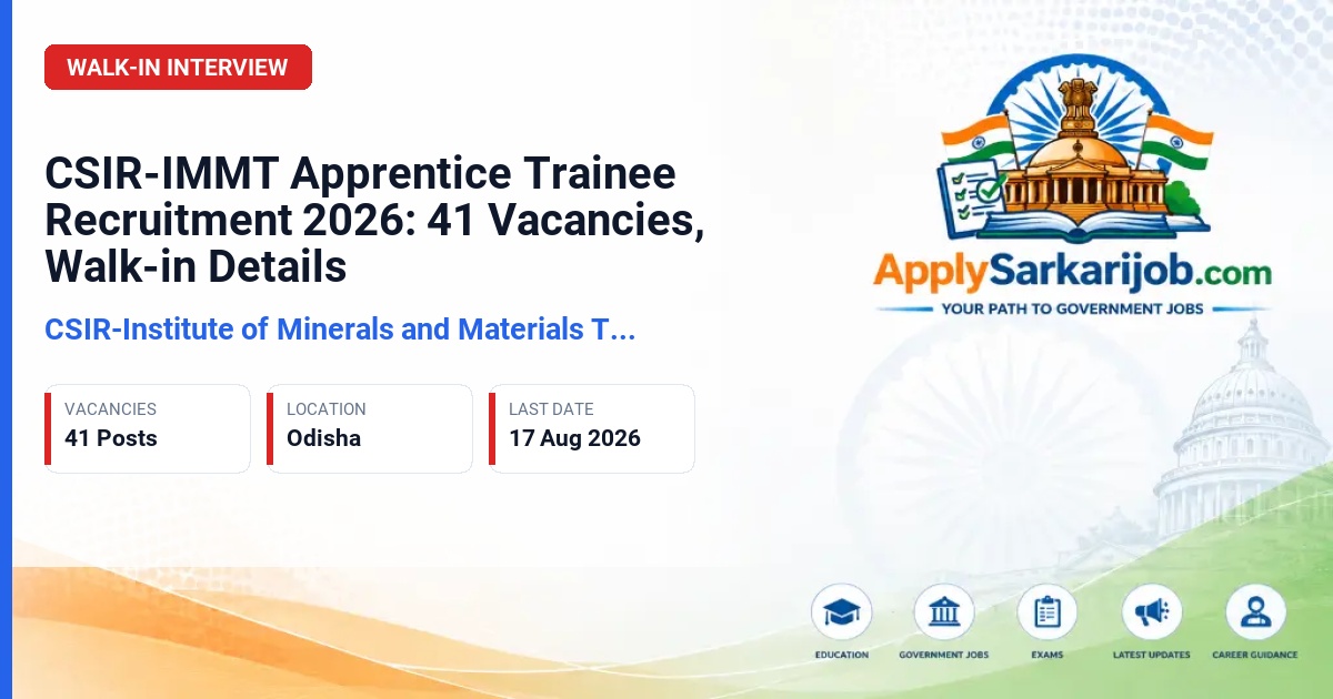 CSIR-Institute of Minerals and Materials Technology - Apprentice Trainee Official Notification Poster & Schedule