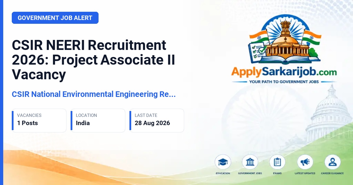 CSIR National Environmental Engineering Research Institute - Project Associate II Official Notification Poster & Schedule