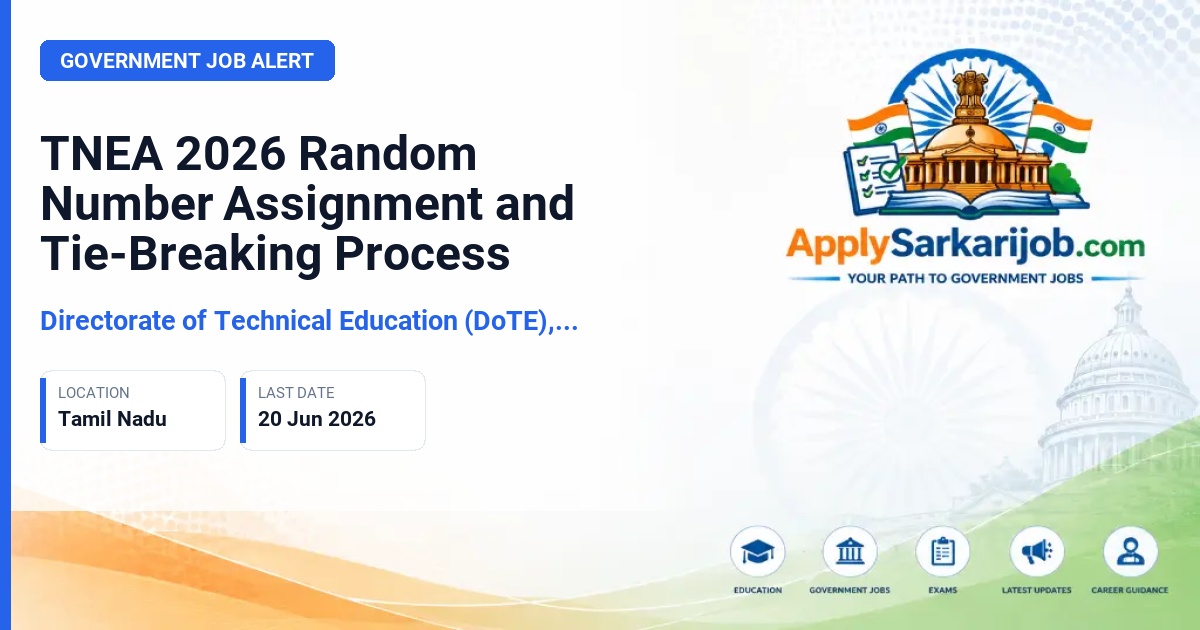 Directorate of Technical Education (DoTE), Tamil Nadu - TNEA 2026 Admissions Official Notification Poster & Schedule