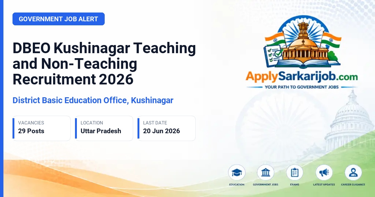 District Basic Education Office, Kushinagar - Teaching and Non-Teaching Posts Official Notification Poster & Schedule
