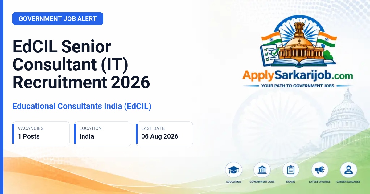 Educational Consultants India (EdCIL) - Senior Consultant (IT) Official Notification Poster & Schedule