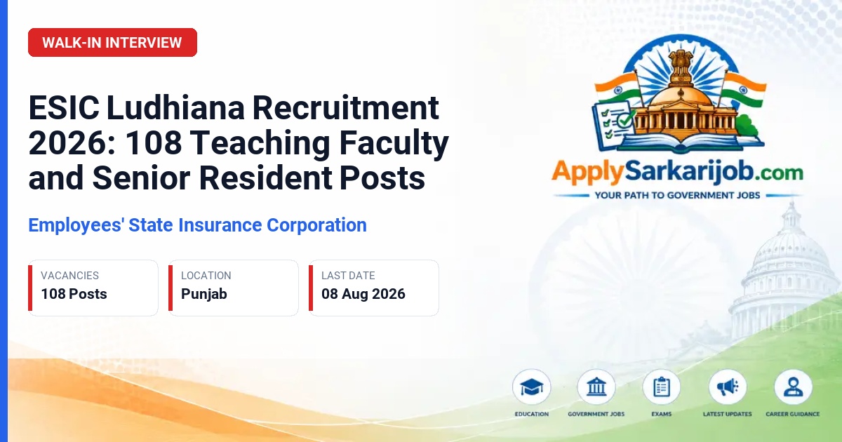 Employees' State Insurance Corporation - Teaching Faculty and Senior Resident Official Notification Poster & Schedule