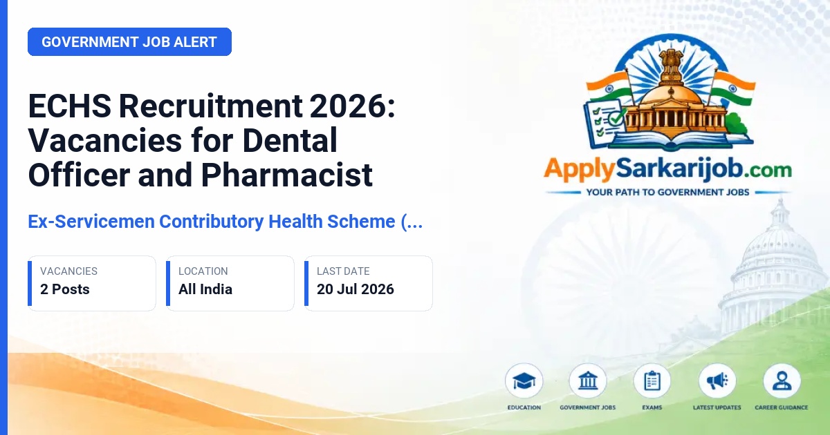 Ex-Servicemen Contributory Health Scheme (ECHS) - Dental Officer and Pharmacist Official Notification Poster & Schedule