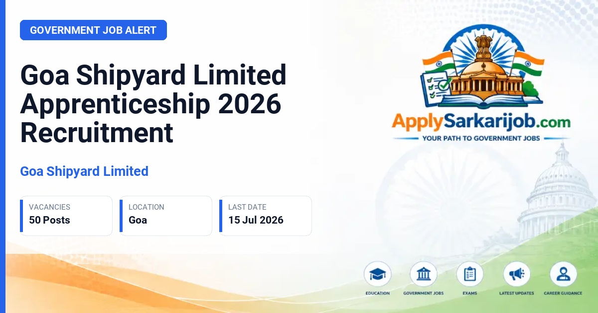 Goa Shipyard Limited - Apprenticeship (Graduate, Technician, Non-Engineering) Official Notification Poster & Schedule