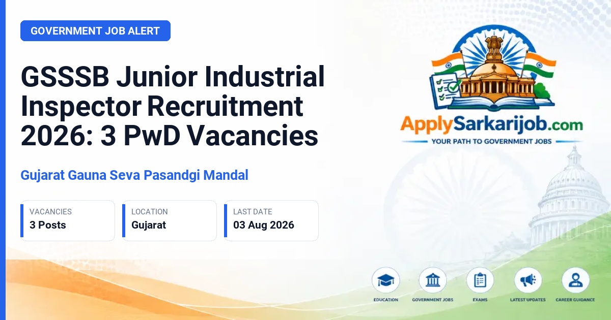 Gujarat Gauna Seva Pasandgi Mandal - Junior Industry Inspector Official Notification Poster & Schedule