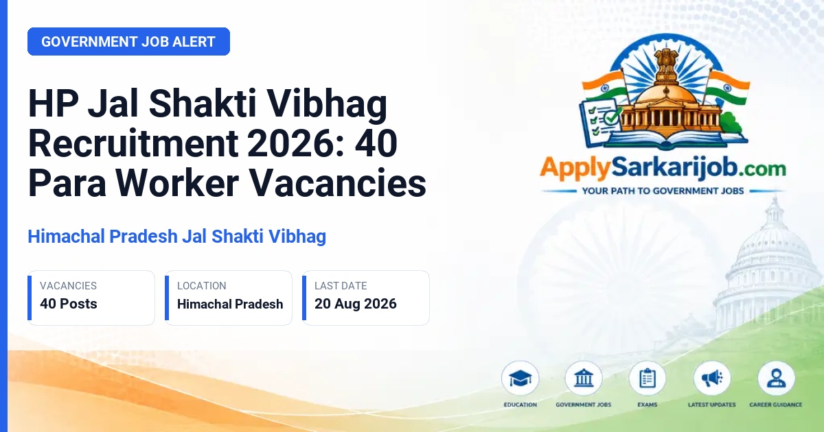 Himachal Pradesh Jal Shakti Vibhag - Para Pump Operator, Para Fitter, Para Multi-purpose Worker Official Notification Poster & Schedule