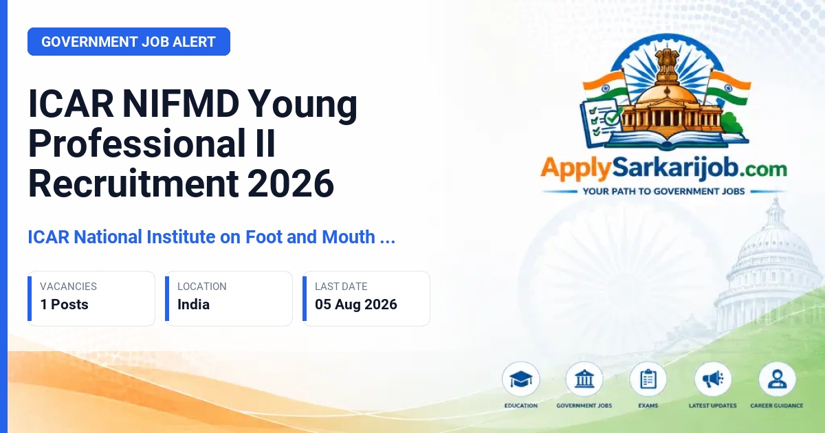 ICAR National Institute on Foot and Mouth Disease - Young Professional II Official Notification Poster & Schedule