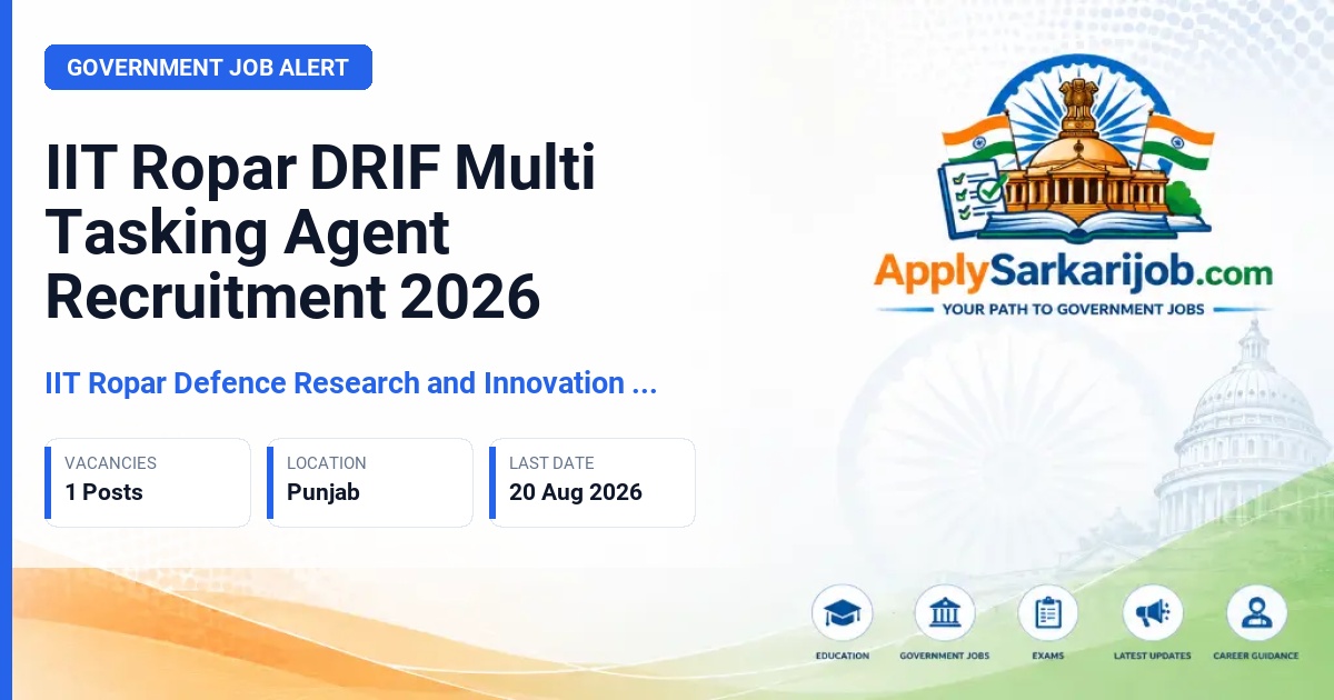 IIT Ropar Defence Research and Innovation Foundation - Multi Tasking Agent (MTA) Official Notification Poster & Schedule