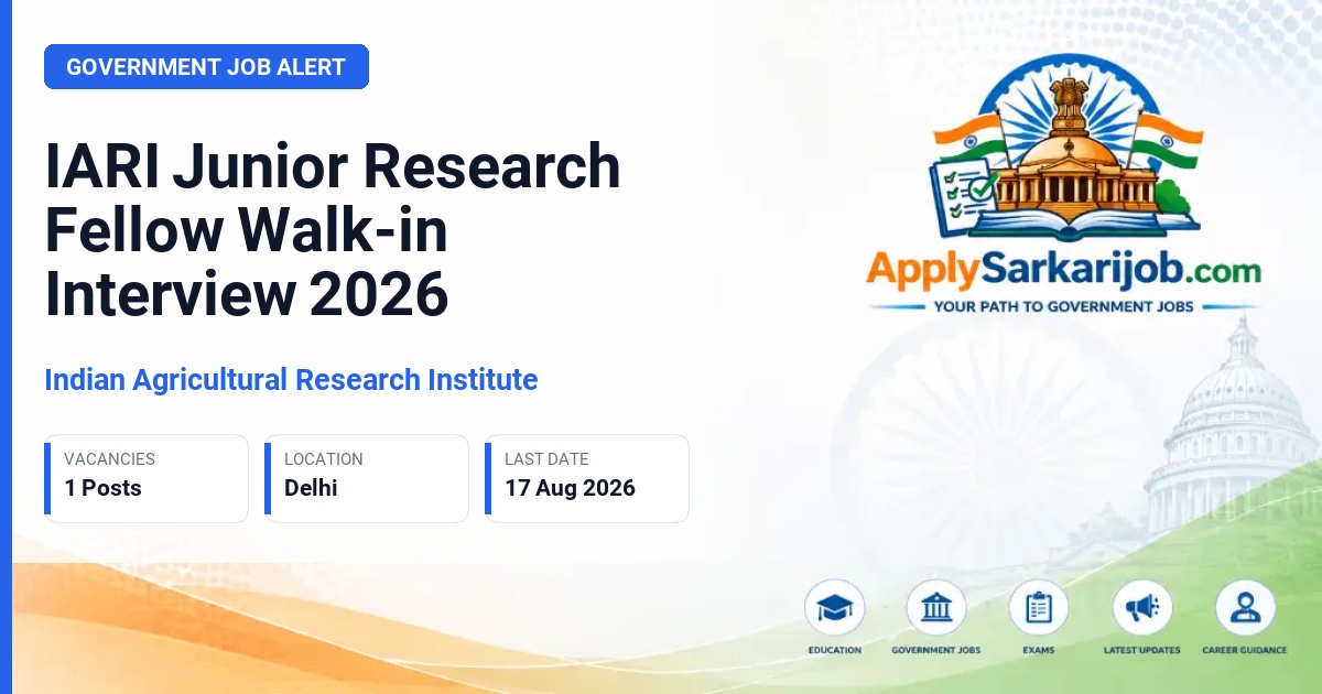 Indian Agricultural Research Institute - Junior Research Fellow Official Notification Poster & Schedule