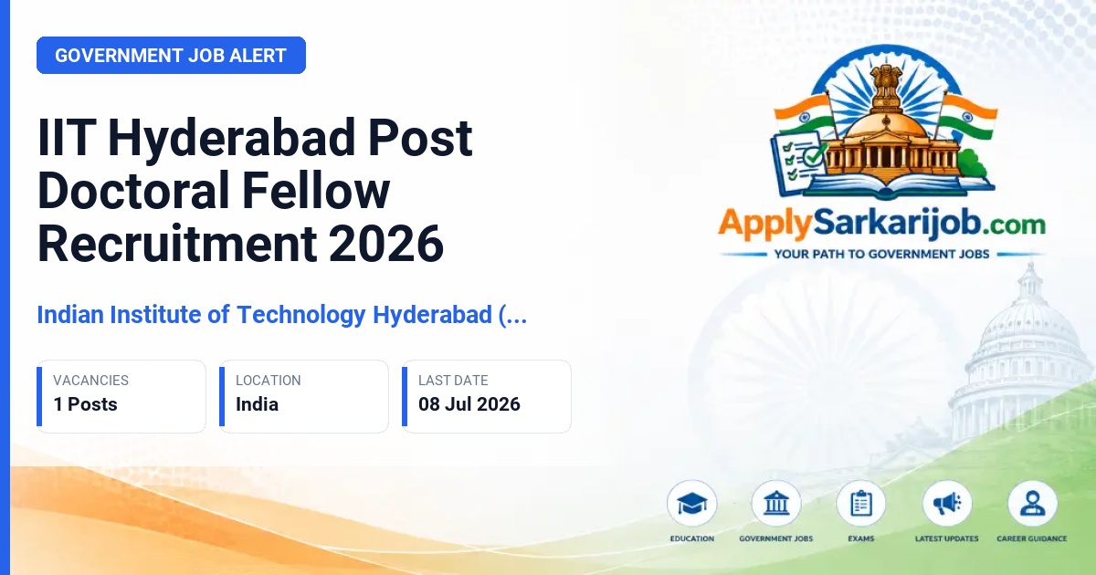 Indian Institute of Technology Hyderabad (IIT Hyderabad) - Post Doctoral Fellow Official Notification Poster & Schedule