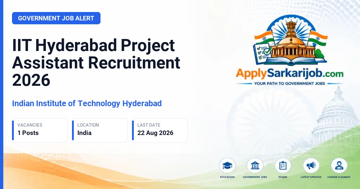 Indian Institute of Technology Hyderabad - Project Assistant Official Notification Poster & Schedule