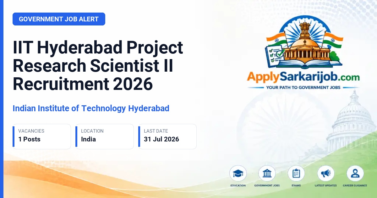 Indian Institute of Technology Hyderabad - Project Research Scientist II (Non-Medical) Official Notification Poster & Schedule