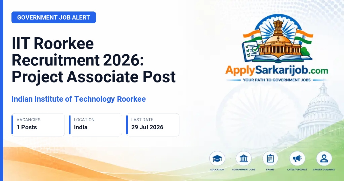Indian Institute of Technology Roorkee - Project Associate Official Notification Poster & Schedule