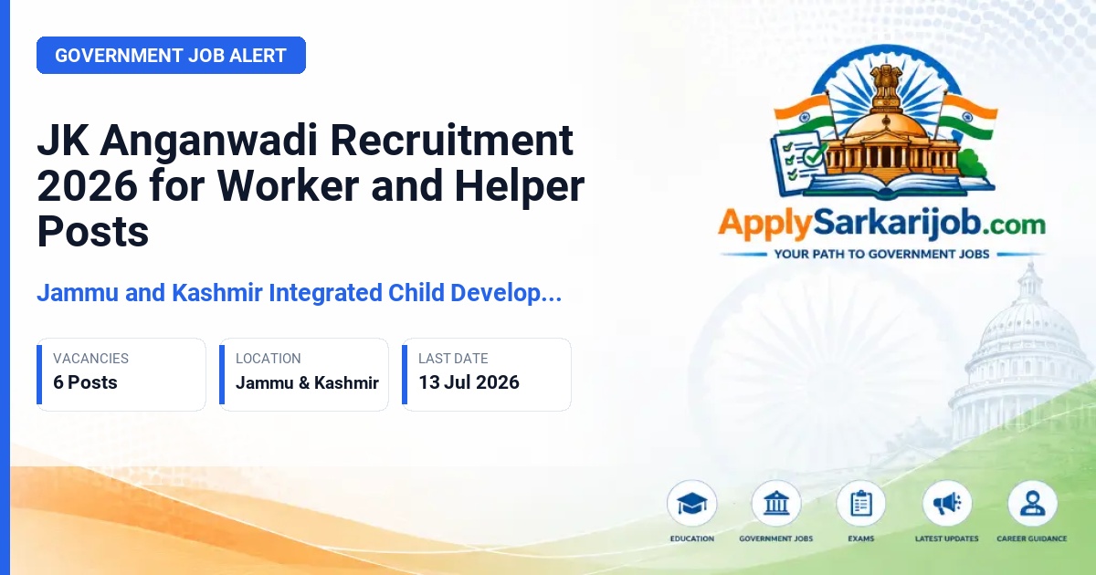 Jammu and Kashmir Integrated Child Development Services - Anganwadi Worker and Anganwadi Helper Official Notification Poster & Schedule