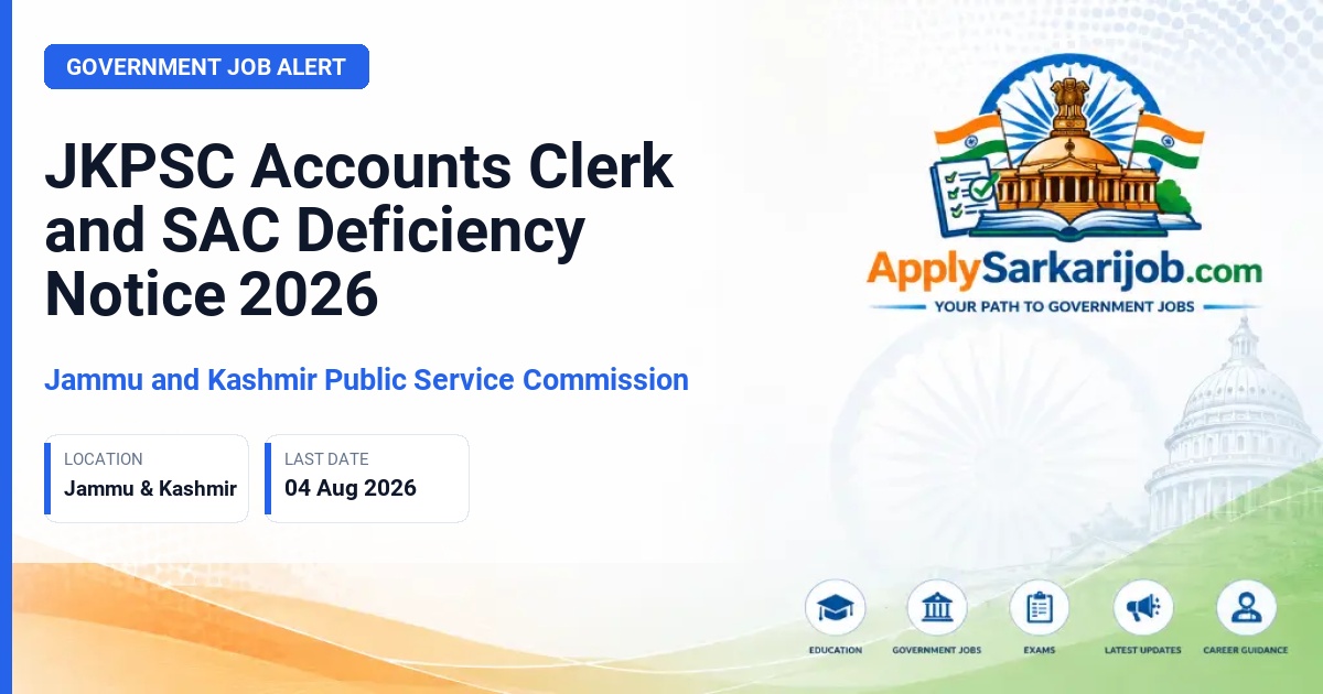 Jammu and Kashmir Public Service Commission - Accounts Clerk / Subordinate Accounts Course Official Notification Poster & Schedule
