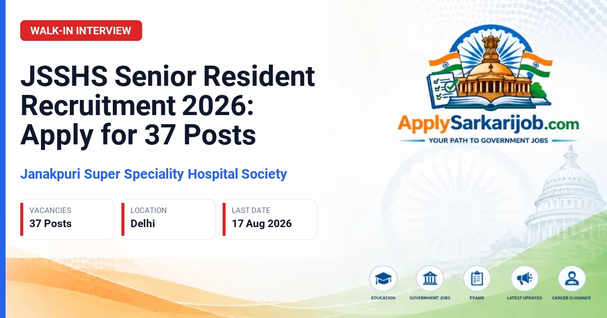 Janakpuri Super Speciality Hospital Society - Senior Resident Official Notification Poster & Schedule