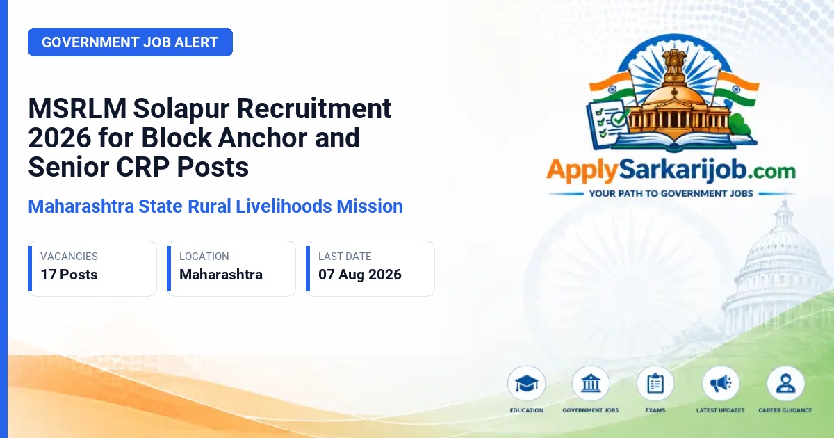 Maharashtra State Rural Livelihoods Mission - Block Anchor and Senior CRP Official Notification Poster & Schedule