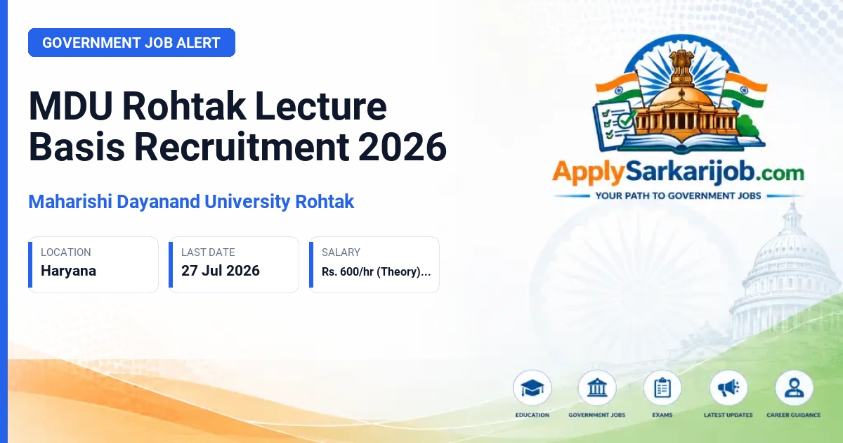 Maharishi Dayanand University Rohtak - Lecture Basis Official Notification Poster & Schedule