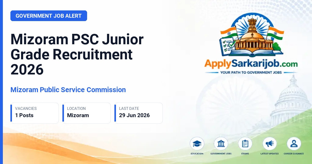 Mizoram Public Service Commission - Junior Grade of MPE&SS Official Notification Poster & Schedule