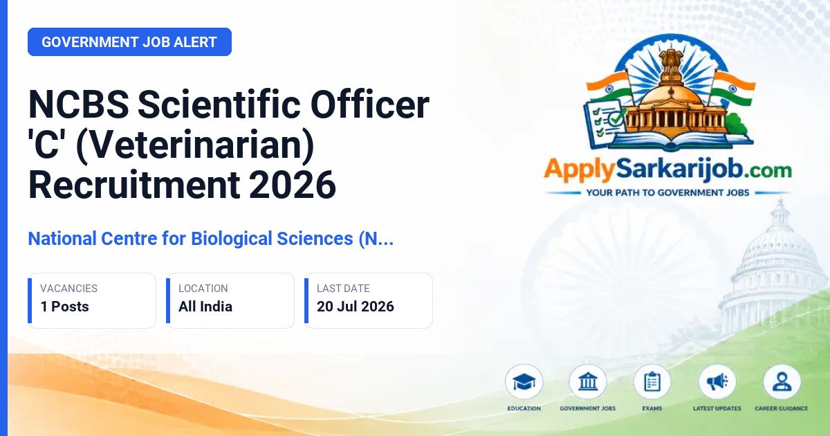 National Centre for Biological Sciences (NCBS) - Scientific Officer 'C' (Veterinarian) Official Notification Poster & Schedule