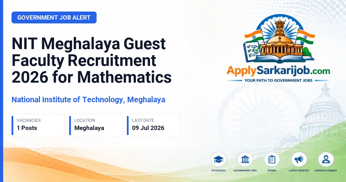 National Institute of Technology, Meghalaya - Guest Faculty (Mathematics) Official Notification Poster & Schedule