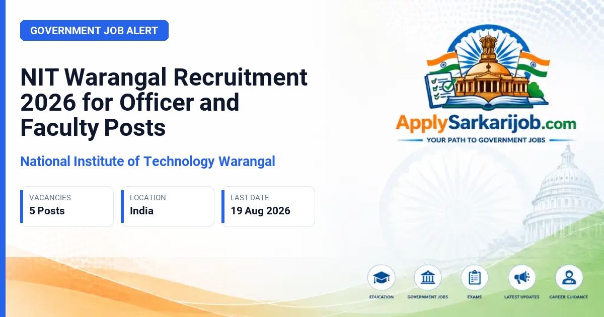 National Institute of Technology Warangal - Various Officers Official Notification Poster & Schedule