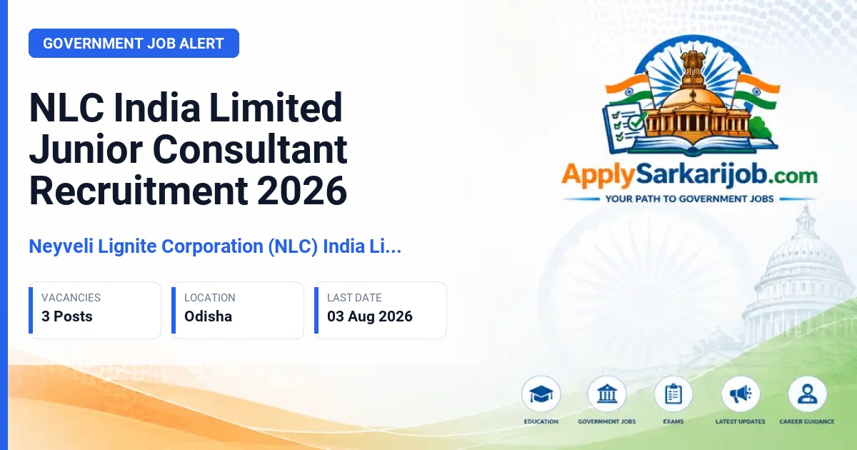 Neyveli Lignite Corporation (NLC) India Limited - Junior Consultant (Data Entry Operator/Field Assistant) Official Notification Poster & Schedule