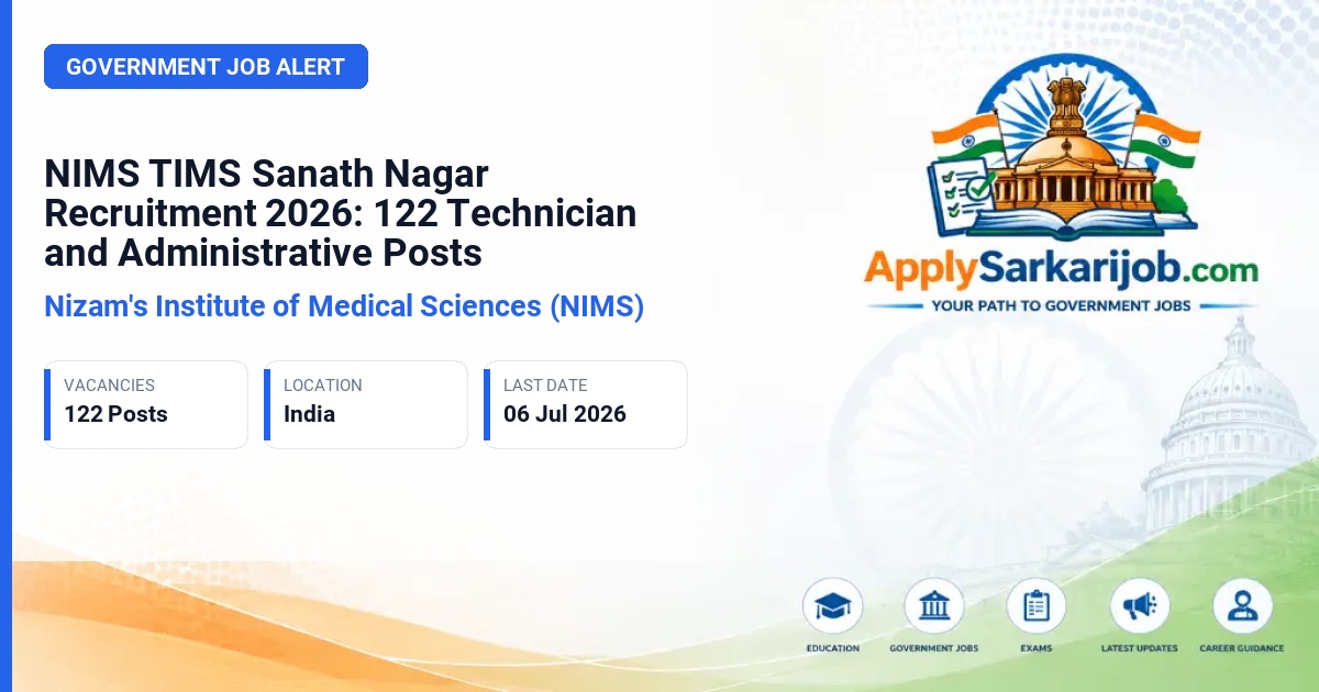 Nizam's Institute of Medical Sciences (NIMS) - Technician and Administrative Posts Official Notification Poster & Schedule